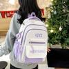 High-value contrasting schoolbag, female junior high school, high school, large-capacity travel backpack, multi-layer storage, student backpack.