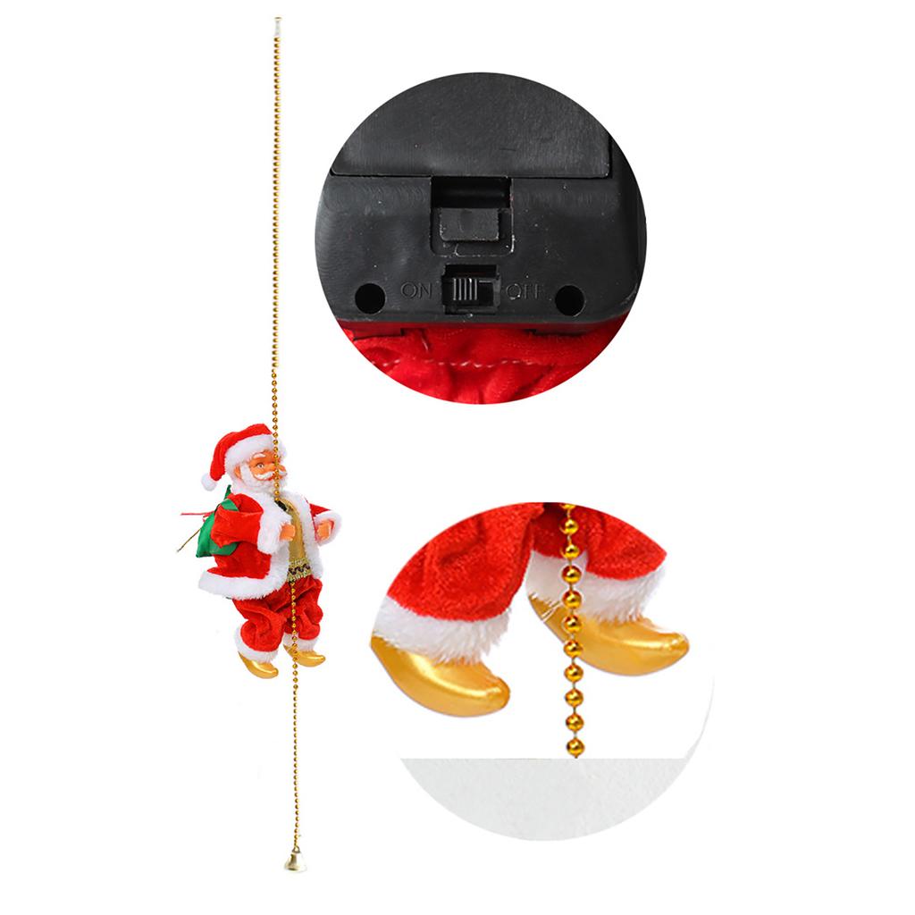 Climbing Santa Christmas Ornament Battery Operated Climbing On Beads Musical Moving Figure Xmas Decoration For Home Party
