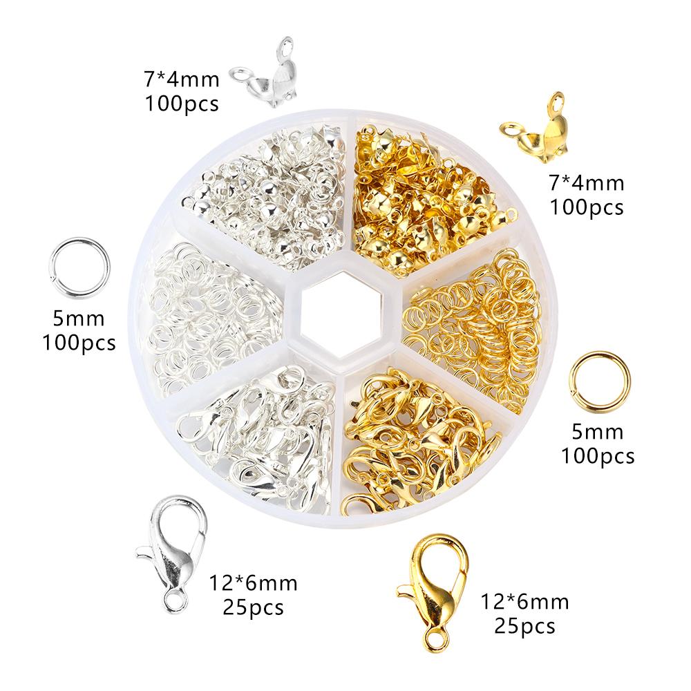 450pcs/Box Lobster Clasp Open Jump Rings End Crimps Beads Box Sets Jewelry Making Kits Handmade Bracelet Necklace Findings