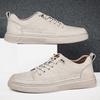 Lässige Lederschuhe Herren Echtes Leder Herren Sneakers Bequeme Schnürschuhe Solide Herren Sneakers Mode Tägliche Skateboardschuhe