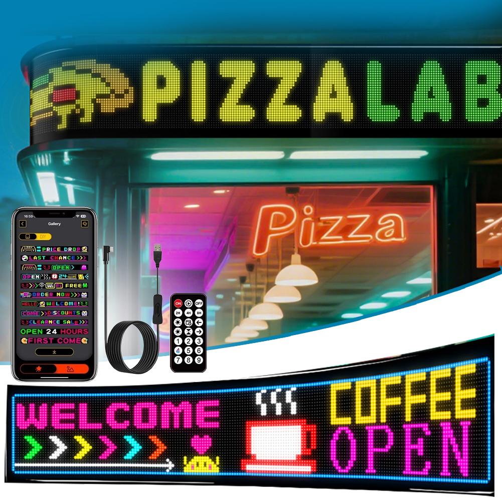Business Advertising LED Matrix Pixel Panel RGB Pattern Car Graffiti Scrolling Text Animation Shop Reminder Light Bluetooth Lamp