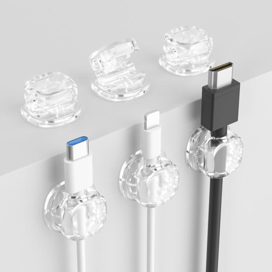6Pcs Cable Organizers for Desk Invisible Cord Holder with Strong Suction Cup Automatic Locking & Release Cable Clip