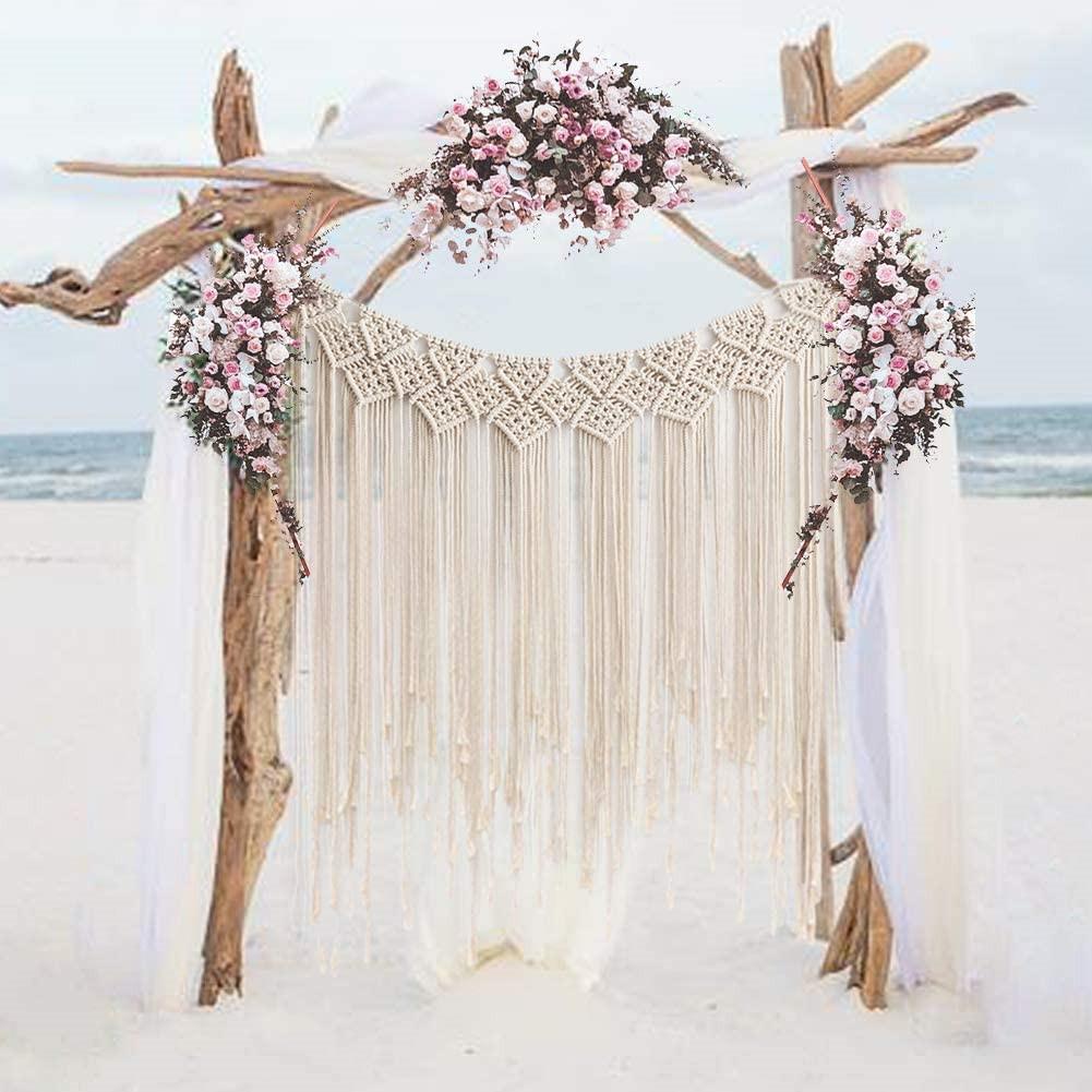 

Cotton Thread Weaving Hanging Tapestry for Bohemian Style Wall Wedding Living Room Bedroom Decor 135*115cm