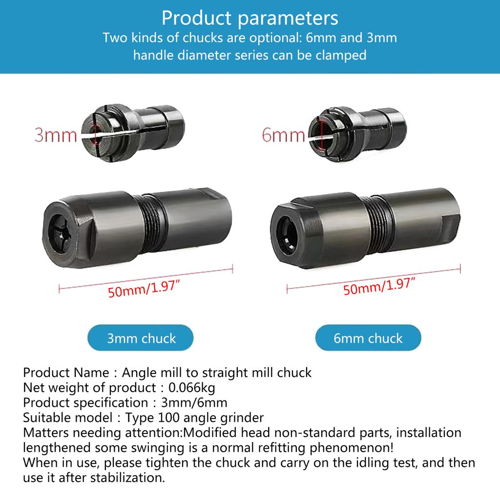 Direct Grinding Conversion Head For 100-type Angle Grinder Modified Adapter To Straight Chuck M10 Thread Abrasive Tools