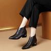 New spring and autumn thick heel short boots women's medium heel soft leather shoes comfortable single boots pointed small ankle boots mother shoes