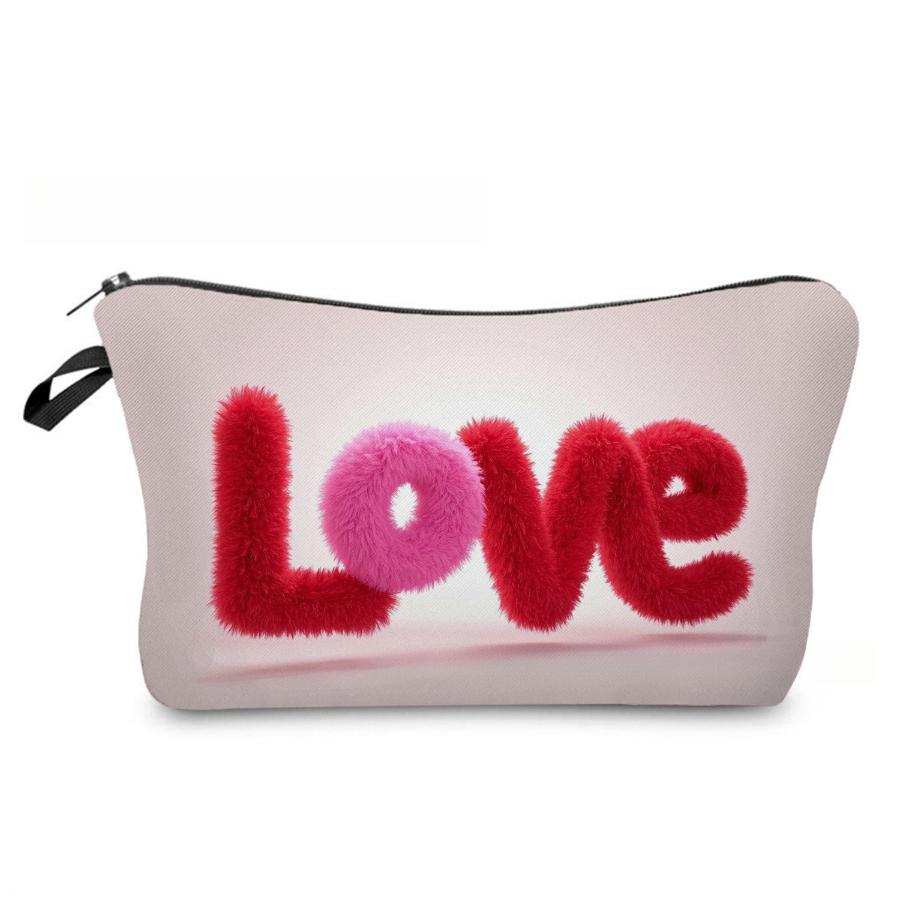 Damen Liebe Druck Kosmetiktasche Toilettenartikel Organisieren Reise Aufbewahrungskoffer 6968
