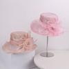 New organza flower European and American celebrity style mesh yarn hat shows face small spring and summer travel shading breathable sun hat