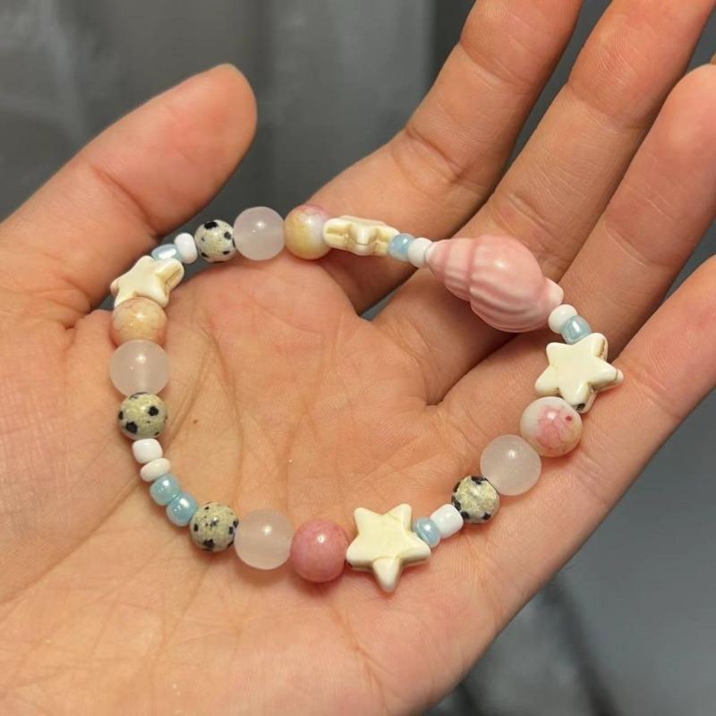 Vacation Style Conch Star Ceramic Beaded Bracelet For Women Delicate Hand Jewelry