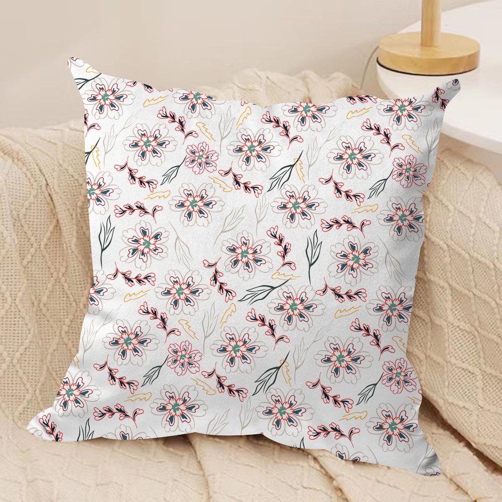 Beautiful Floral Ins Retro Cushion Cover Silky Short Plush Invisible Zipper Dustproof Sofa Pillow Case for Home Decor