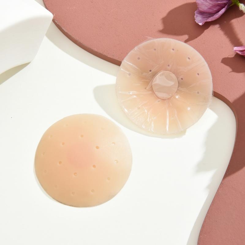 2 STÜCK Atmungsaktive Klebrige Silikon-Brustwarzenabdeckungen Kabelloser BH Unsichtbare Unterwäsche Bikini Spezielle Anti-Expositions-Pads Atmungsaktiver Kleber
