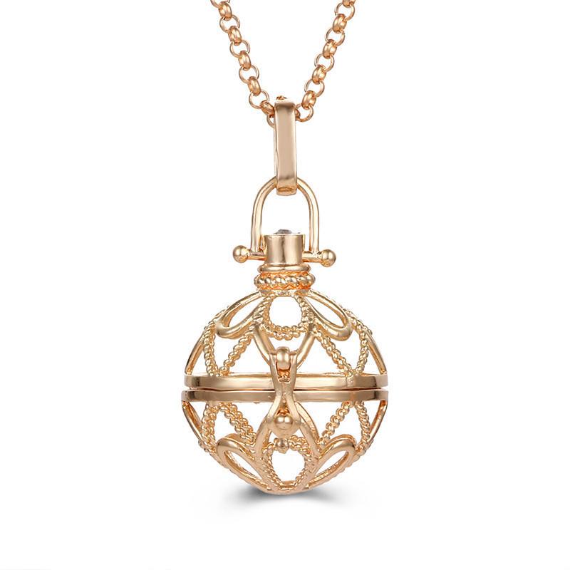Popular Multi Styles Hollow Vintage Necklace Jewelry Music Ball Pregnancy Bell Necklace Aroma Essential Oil Locket Pendant