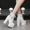 2025 New 14CM White Ultra-high Heel Short Muffin Waterproof Table Lace-up Women's Shoes Catwalk Thick Heel Boots ZYW-659-10
