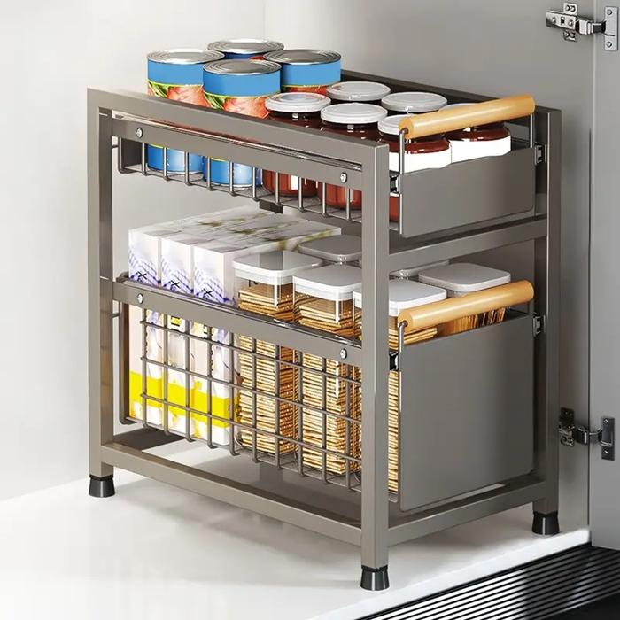 Kitchen Organizer with 2 Pull-Out Baskets Steel 24.5x39x42cm