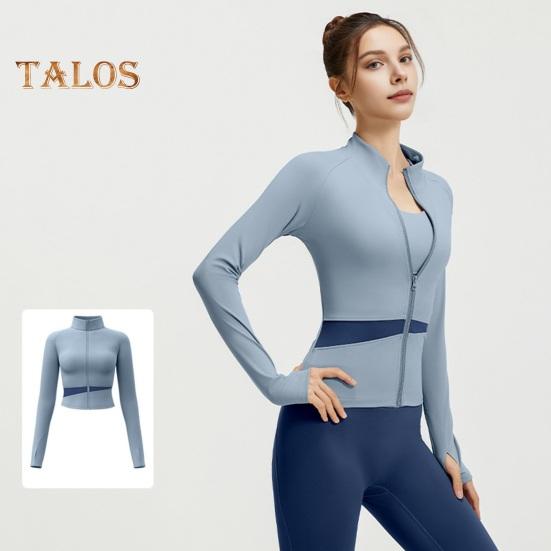 Dámská cvičební bunda na zip, zkrácená jógová bunda s dlouhým rukávem, slim fit, sportovní top na běhání, sportovní oblečení na fitness