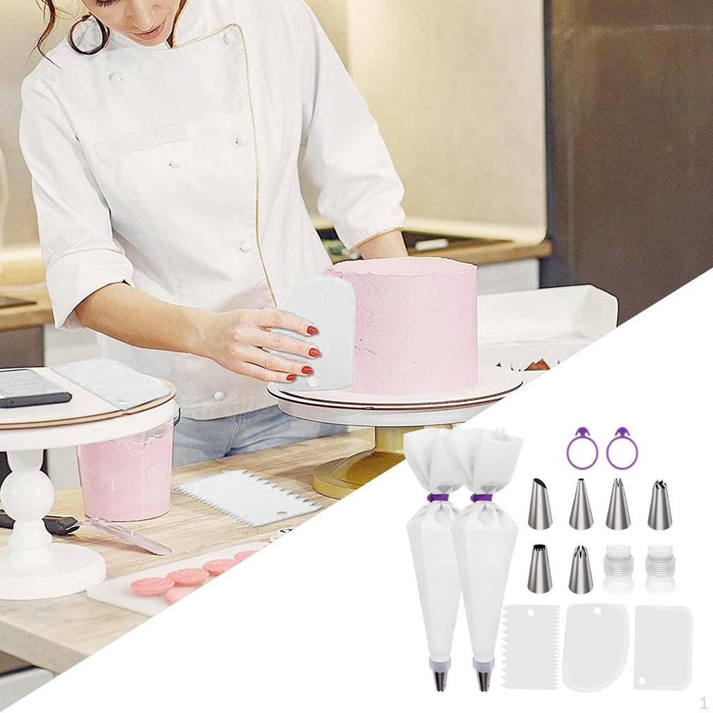 Pieces Piping And Tips Set,with Standard ConverterSmoother,2 Couplers ,Cake Decorating Tools