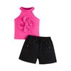 Infants Clothes Fashion Vest Flowers Top + Shorts Two-Piece Set For Baby Girls Halter Neck Shirt Sets