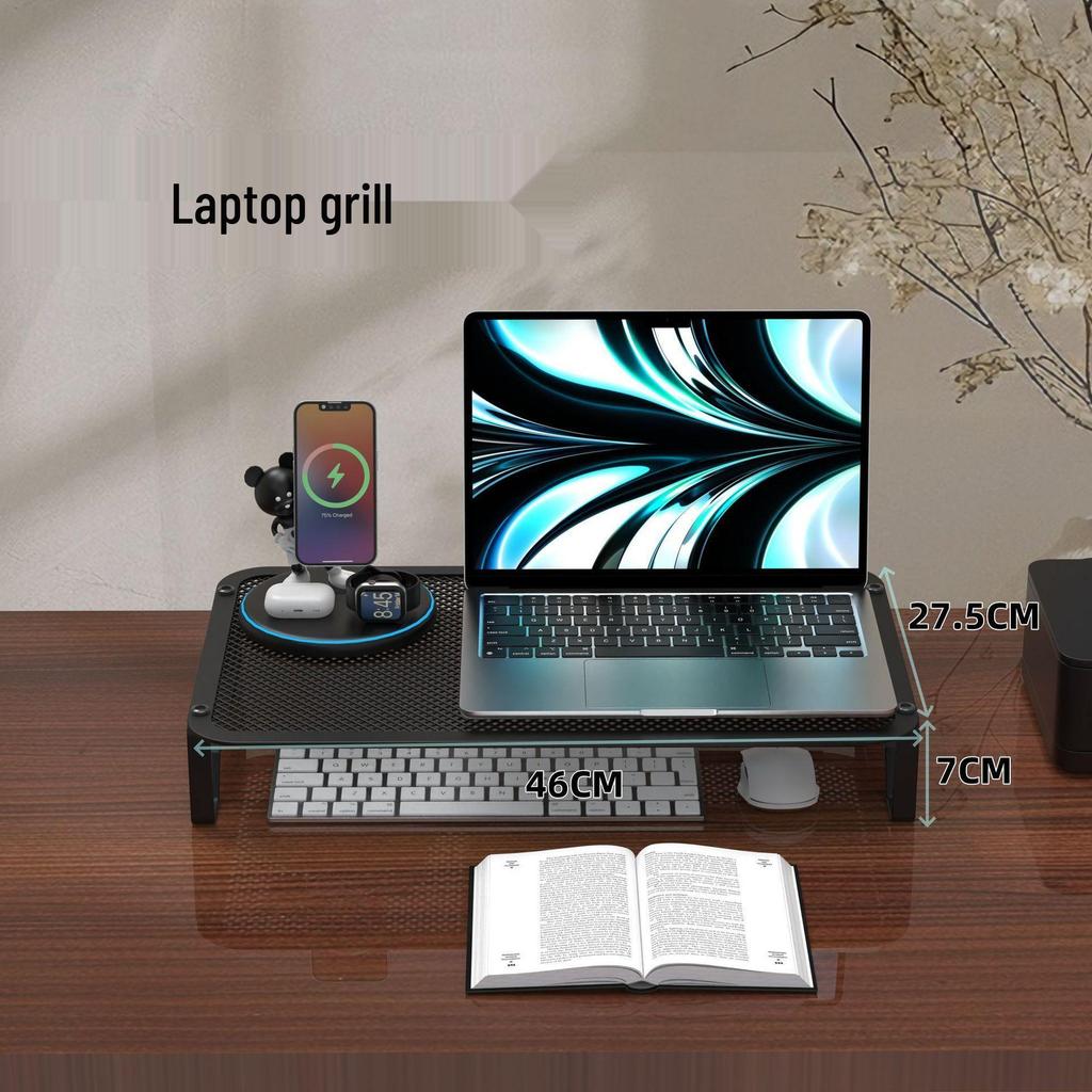 Laptop & Monitor Stand: Durable, Heat-Dissipating, Height-Adjustable, Home Desktop Support.