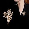 Elegant Artificial Pearl Gardenia Leaf Brooch