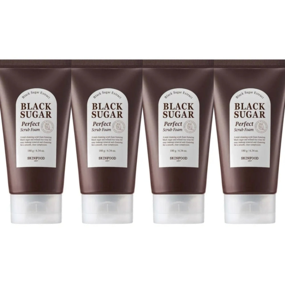 SKINFOOD Black Sugar Perfect Scrub Foam 180g*1Pc/2Pcs/3Pcs/4Pcs