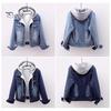 Winterjas Dames Met Capuchon Effen Kleur Lange Mouwen Afneembare Hoed Dik Houdt Warm Enkelrijig Grote Mat Pluche Denim Jas voor Dagelijks Gebruik
