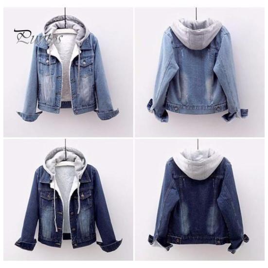 Winterjas Dames Met Capuchon Effen Kleur Lange Mouwen Afneembare Hoed Dik Houdt Warm Enkelrijig Grote Mat Pluche Denim Jas voor Dagelijks Gebruik