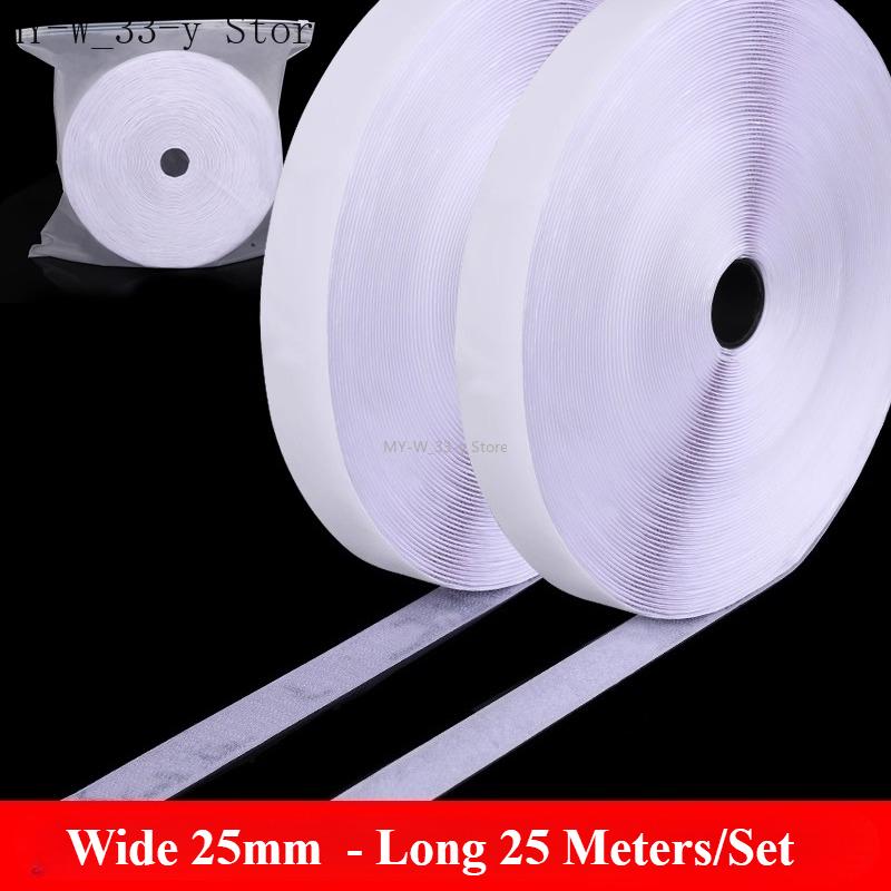 3/25Meter Starkes Selbstklebendes Klettband Haken und Schlaufe Schwarz Weiß Nylon Klettband Klebeband mit Starkem Kleber 25/30/50MM