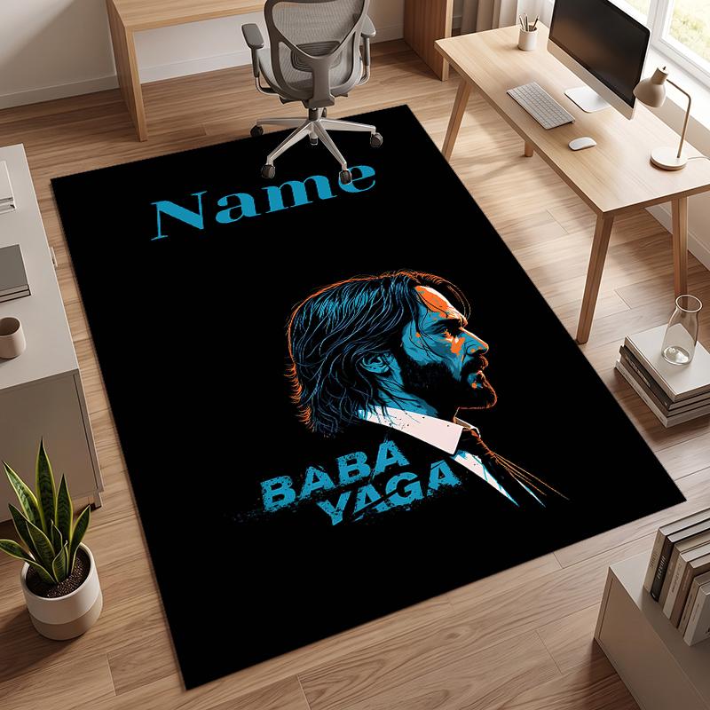 Baba Yaga John Wick (1) Personalized Name Office Carpet Stylish Decor for Living Room Bedroom Kitchen