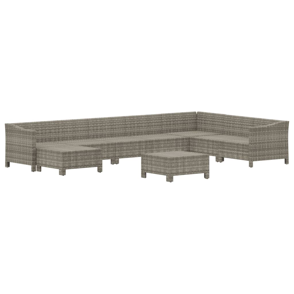 Vidaxl 9-Cz. Garden Lounge Set, Cushions, PE Rattan, Grey
