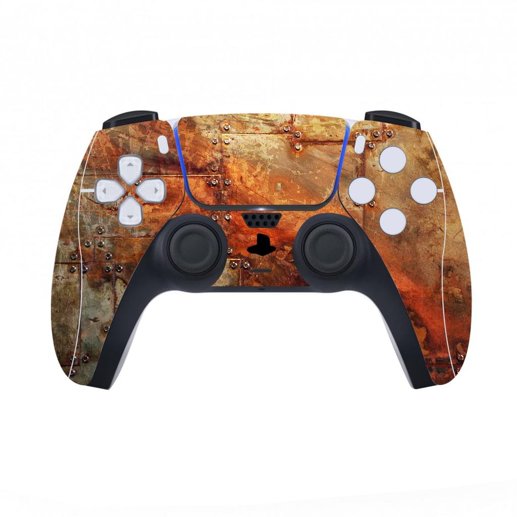 PlayVital Custom Stickers for PS5 Disc Edition Console, PS5 Controller, Charging Station, Headset, and Media Remote [Rusty Armor]