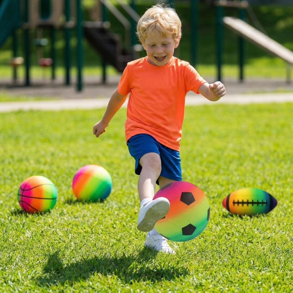 Sports Ball Set 6-inch Neon Basketball Soccer Ball Playground Ball PVC Spray Ball