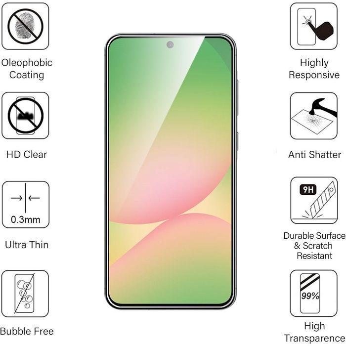 Film de protection en verre trempé - Booling - pour Samsung Galaxy A56 5G - Pack de 3 - Résistant aux rayures - Antichoc