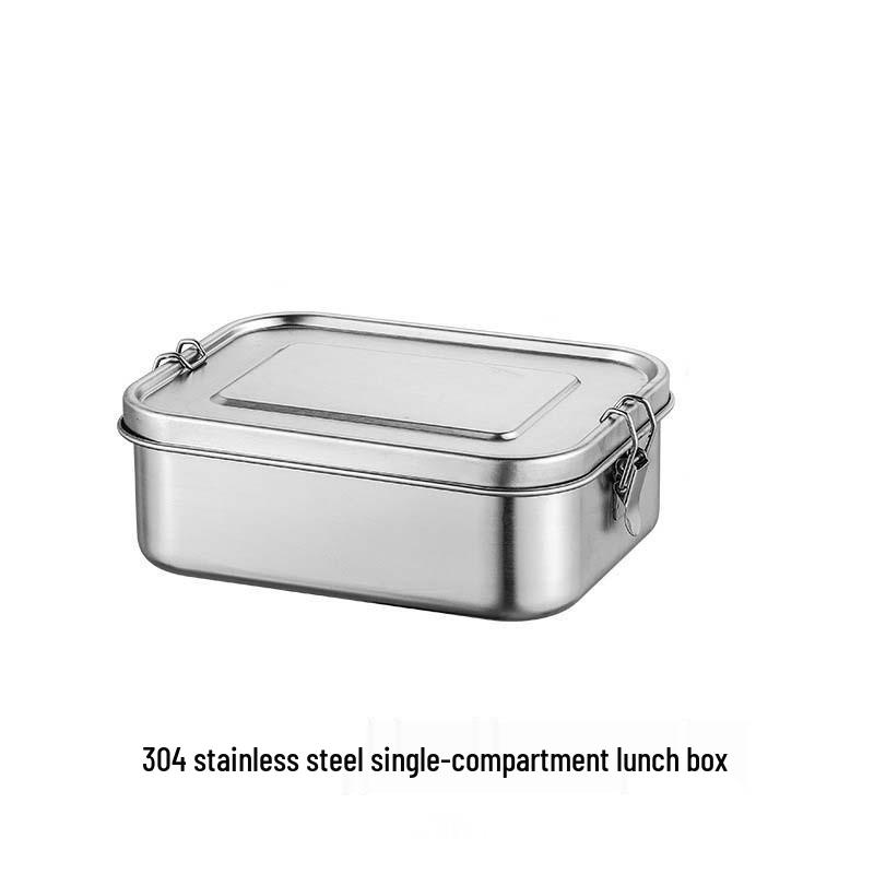 304 Stainless Steel Divided Bento Lunch Box with Lid - Double Buckle Seal Fresh-Keeping for Students No 1 - 550ml 1329₽
