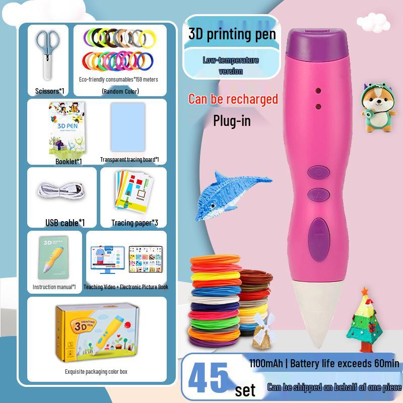 Rechargeable Low Temperature 3D Printing Pen for Kids - 1100mAh PCL Children's Day Gift