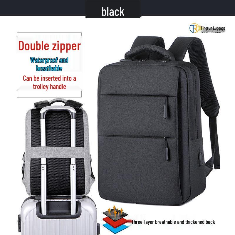 Cross-Border Business Computer Backpack with USB, 17.3" & 15.6" Sizes, Outdoor Use, Custom Logo Option