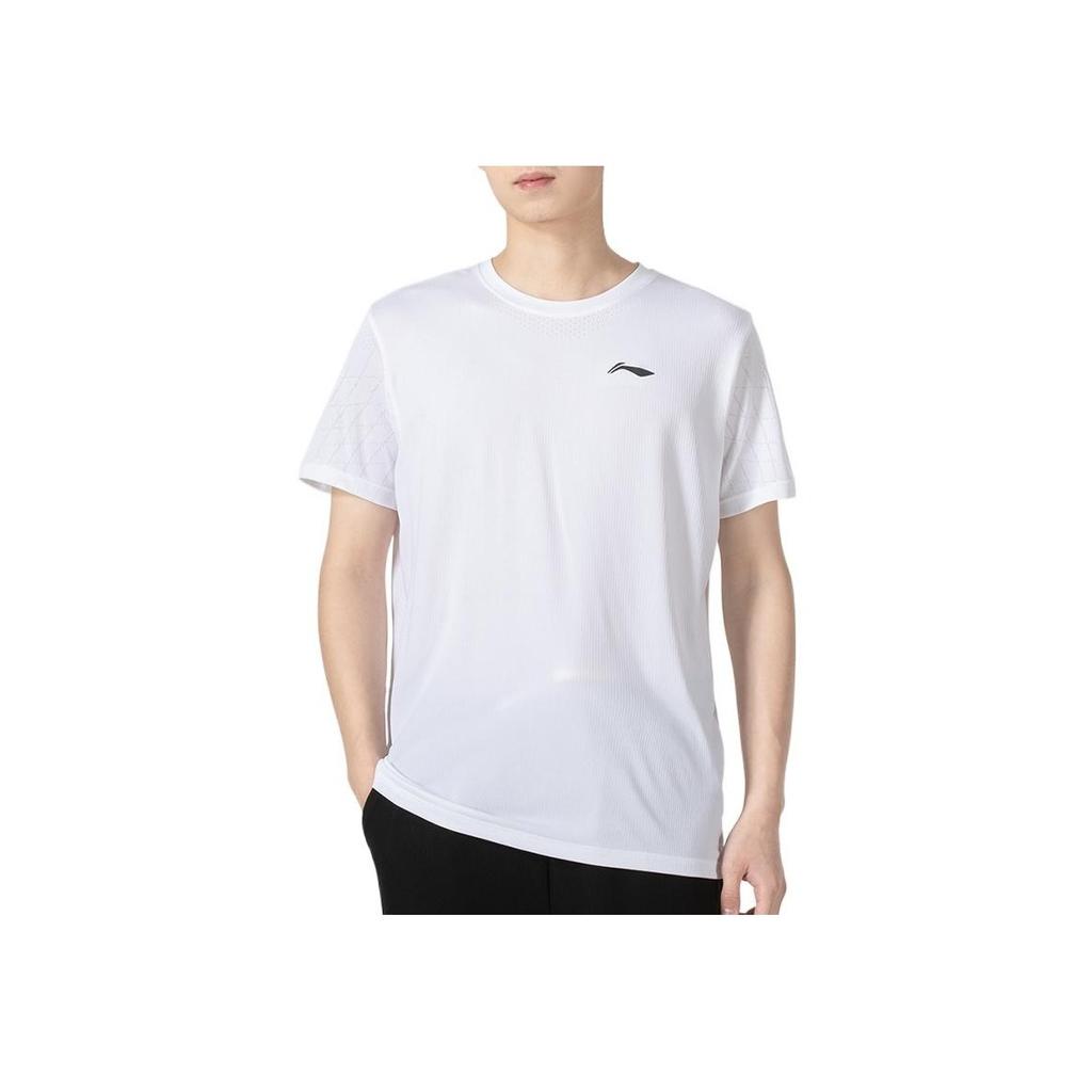 Li Ning Plain Logo Micro Badge Breathable Round Neck Short Sleeve T-Shirt Men Tops White ATSR259-3