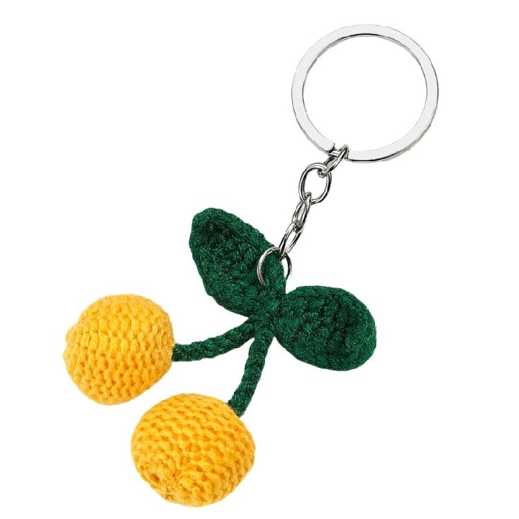Unique Cherry Charm Pendant Sturdy Yarn Ornament Handmade Knitted Designs Accessory for Keychains and Personalize Gifts