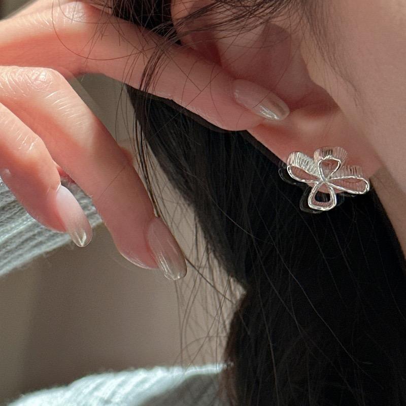 925 Sterling Silver Vintage Earrings For Women Trendy Simple Sparkling Flower Earring Jewelry Prevent Allergy Party Accessories
