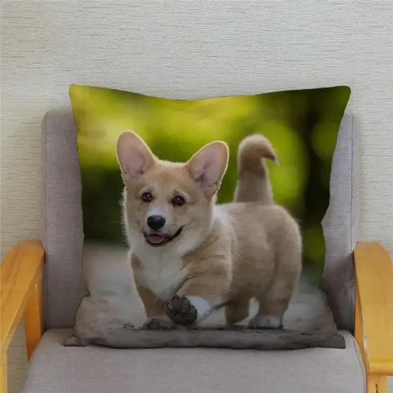Cute Welsh Corgi Pembroke Dog Cushion Cover Pillow Case Home Decor Animal   Sofa Car