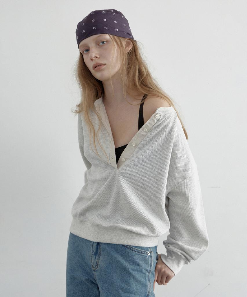 TOAVE Waffle Half-Open Sweatshirt (Oatmeal)