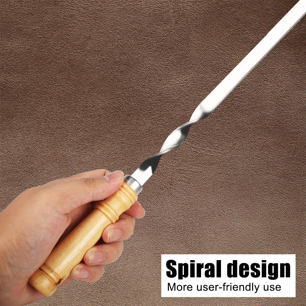 6 szt. Szaszłyki ze stali nierdzewnej Płaskie patyczki do BBQ Metalowe szaszłyki do kebaba z drewnianą rączką Narzędzia do grilla na zewnątrz Akcesoria do grilla