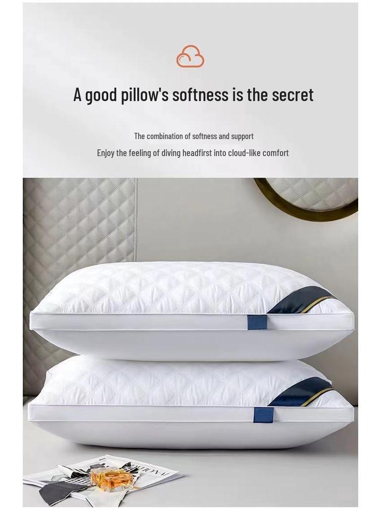 Luxury Five-Star Hotel Neck Protection Pillow - Ultra-Soft Feather Velvet, Perfect for Better Sleep In Dormitories; Resilient and Non-Collapsing.