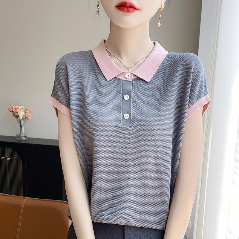 Women's Color Block Lyocell Tencel Knit Polo - Plus Size, Short Sleeve, Summer 2025 Collection