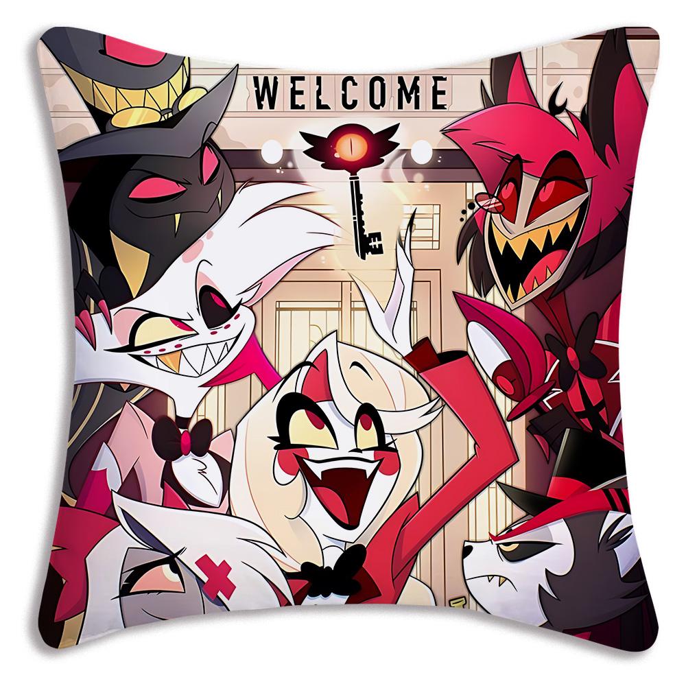 Anime H-Hazbins H-Hotel Pillow Covers Cartoon Sofa Decorative Home Double-sided Printing Short Plush Cute Cushion Cover