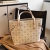 Geantă de umăr tote mare pentru femei, cu imprimeu retro chic, 2025