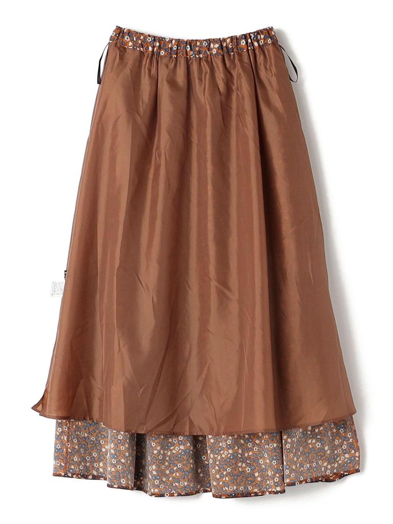 Ships Colors Machine Washable Tiered Skirt with Small Floral Print, Women's, 223230026, Brown, One Size