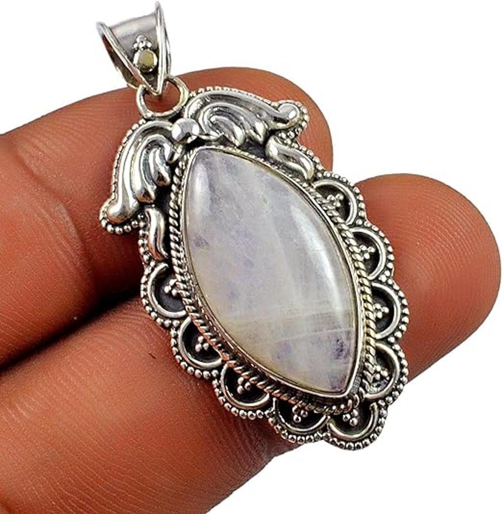 925 Sterling Silver Moonstone Gemstone Designer Pendant, Birthstone Gift, Women Jewelry, Crystal Healing, Reiki Pendant