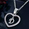 Heart Letters 26 Love Crystal Women Silver Plated Chain Jewelry Necklace