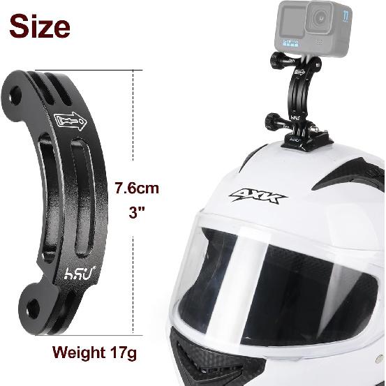 

HSU Aluminum Alloy Curved Extension Arm (3”) Metal Pole Mount Helmet Stick Extension Arm Mount for Hero 13/12/11/10/9/8/7/6 Black, DJI Osmo Action