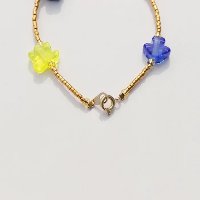 Unique and fun charms gold beads Bracelet Color motif charm gold bead bracelet (band type, hook type)