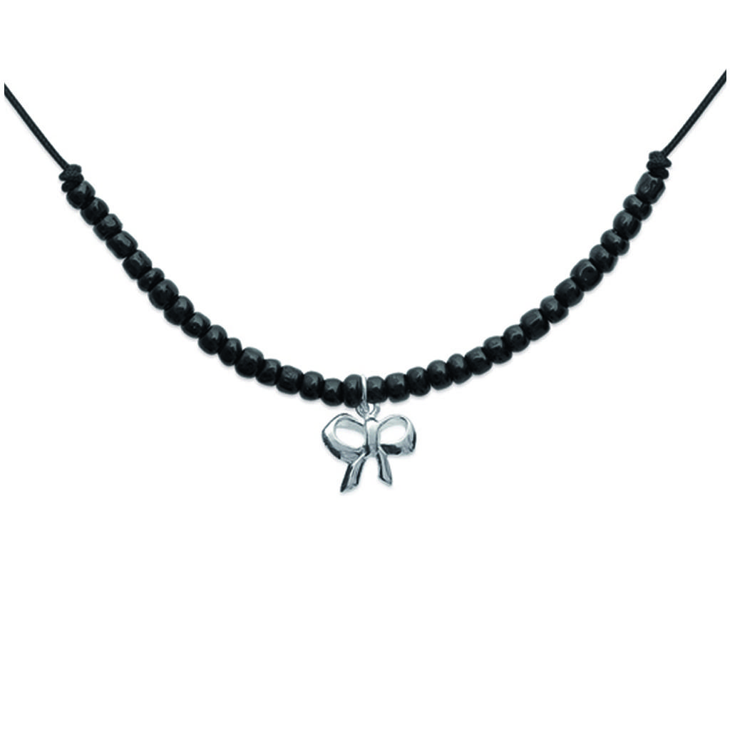 Les Trésors De Lily [M8714] - Gold Plated Necklace 'Romantic Knot' Black Silver - 10 Mm